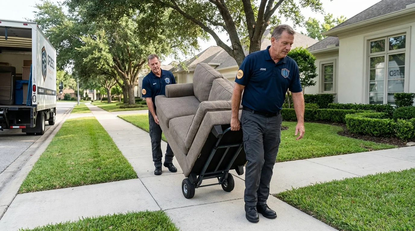 Local residential moving crew loading furniture in Northport, AL